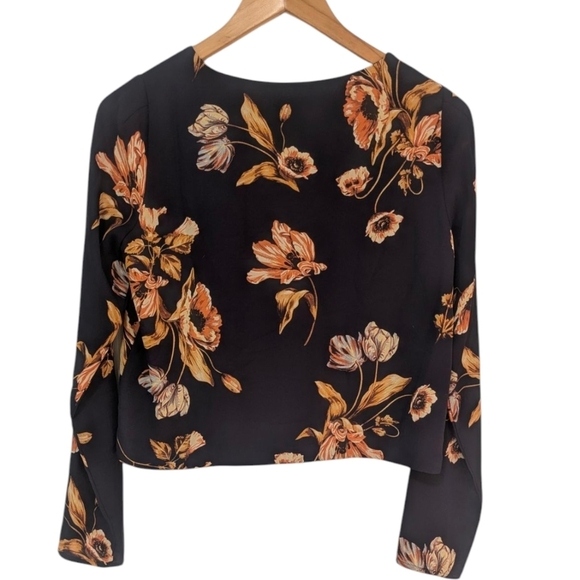Babaton Murphy Floral Blouse XS | Navy Long Sleeve Fitted Top Aritzia - Picture 5 of 9